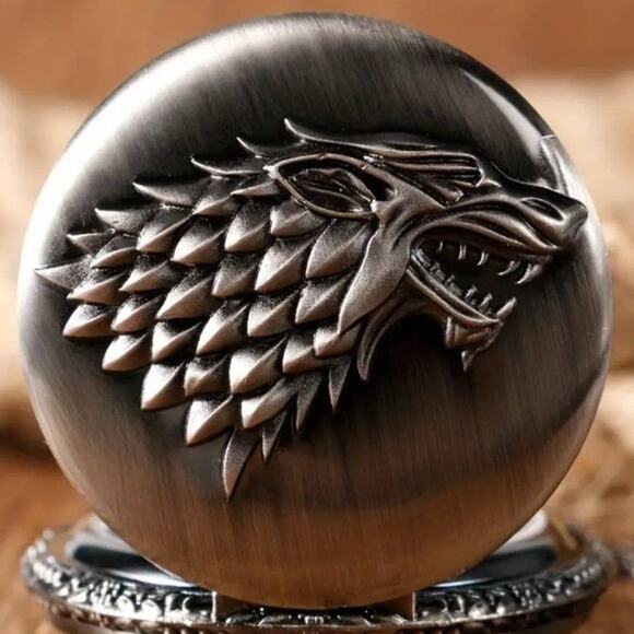Game of Thrones Dire Wolf GOT Pocket Watch House Stark Fun Christmas Gift - NEW! - Picture 1 of 5